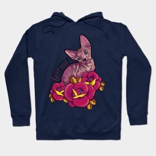 Sphynx cat with roses Hoodie